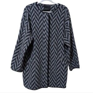 Talbots Black and Gray Chevron Open Front Cardigan jacket size Large
